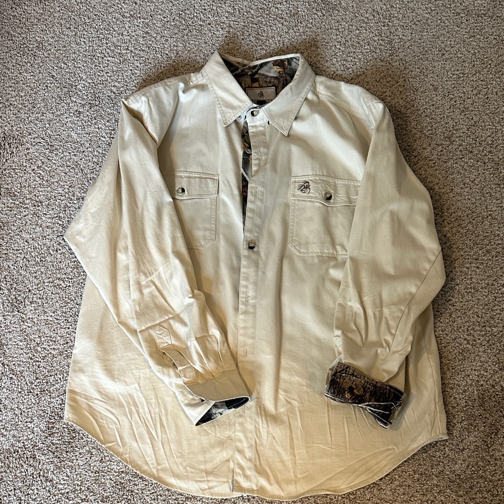 Legendary Whitetails Cream Casual Button Down Shirt